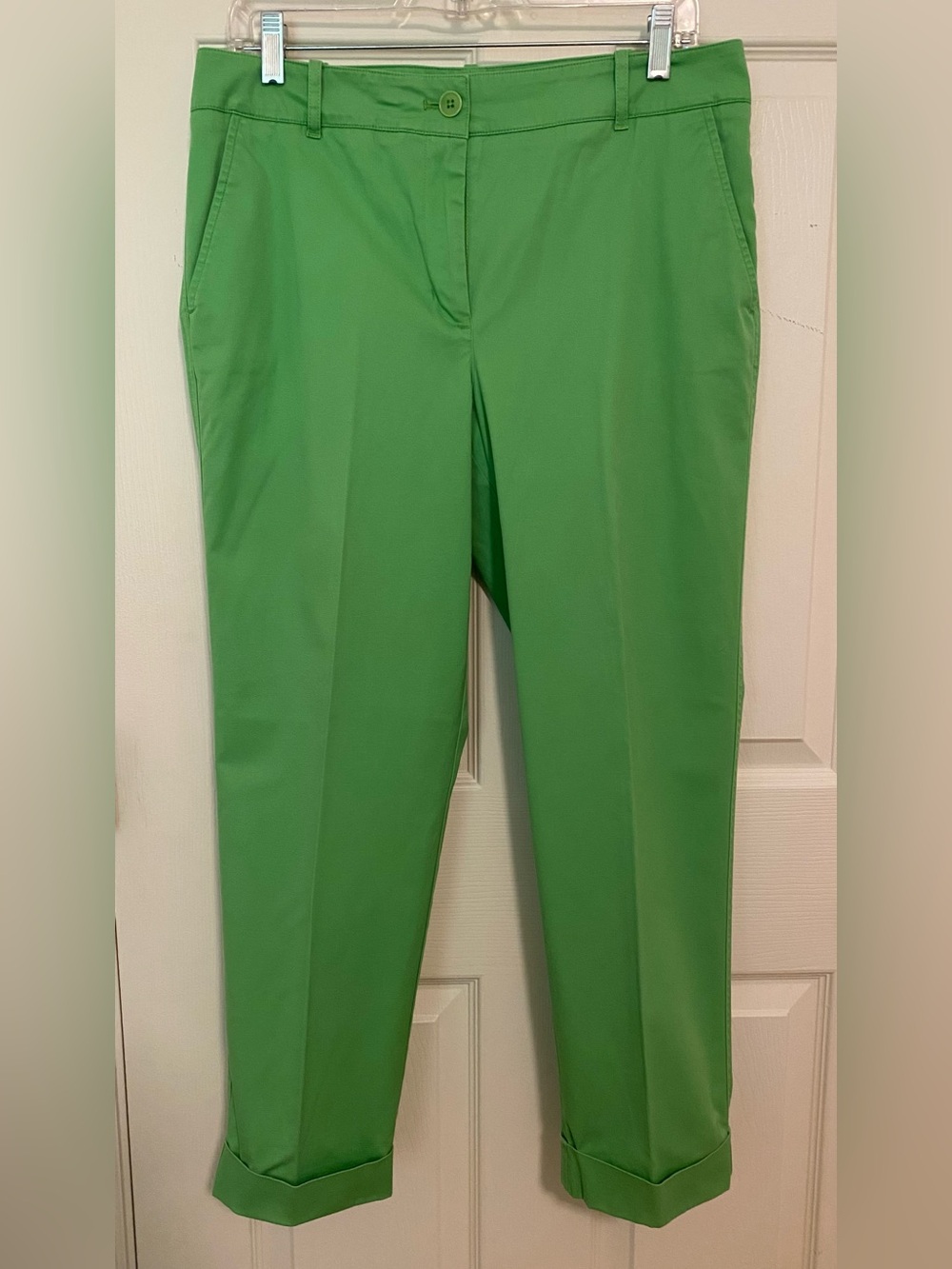 Talbots 8 Heritage Green Cotton Cuffed Crop Pants